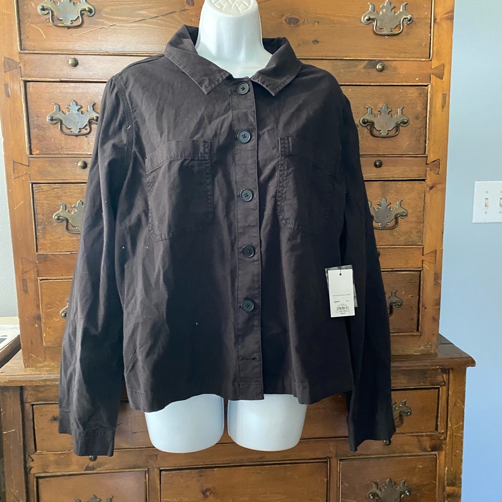 Women's EVRI Black Utility Jacket Shirt Buttons New With Tags